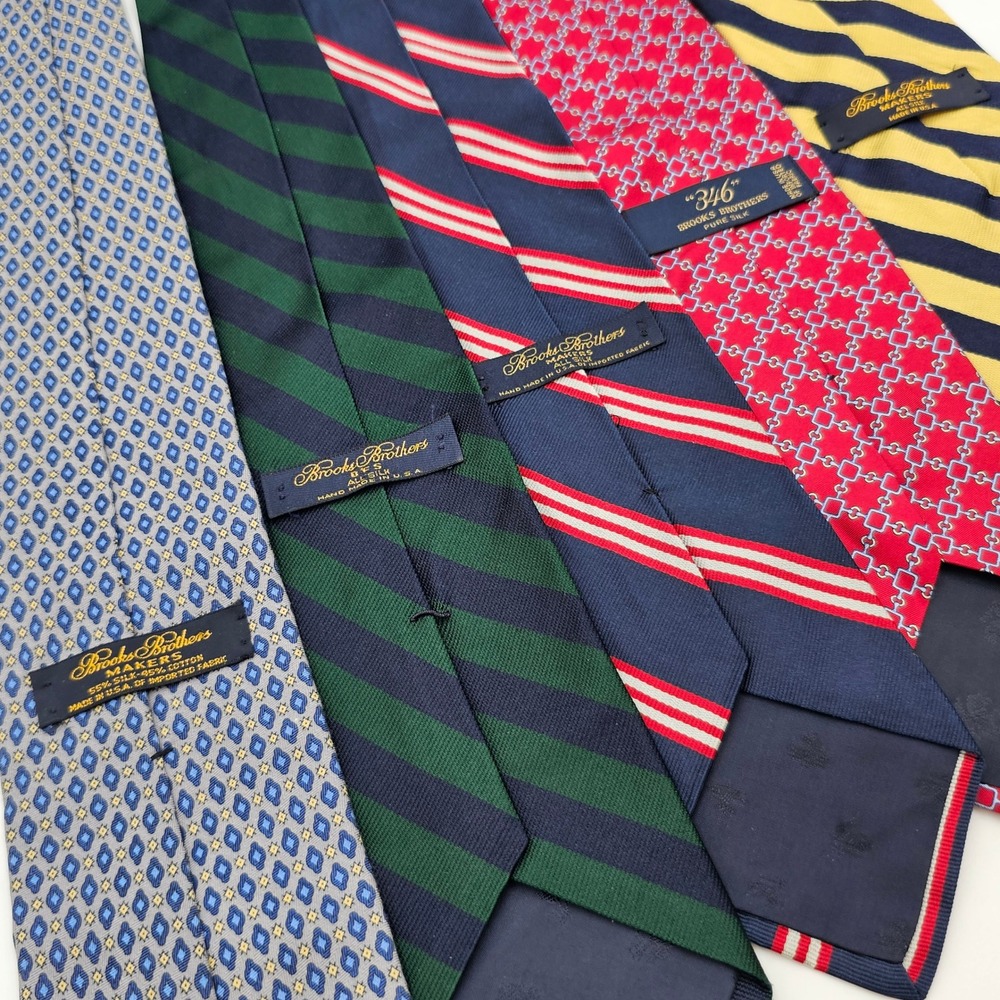 Vtg Brooks Brothers Silk Tie Lot 5pc Makers 346 Stripe Geometric Pattern Mens